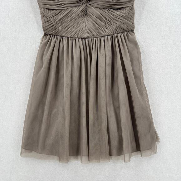 ANTHROPOLOGIE VA ET VIEN BHLDN Strapless Mini Dress Womens 4 Gray Tulle Pleat - Picture 7 of 13